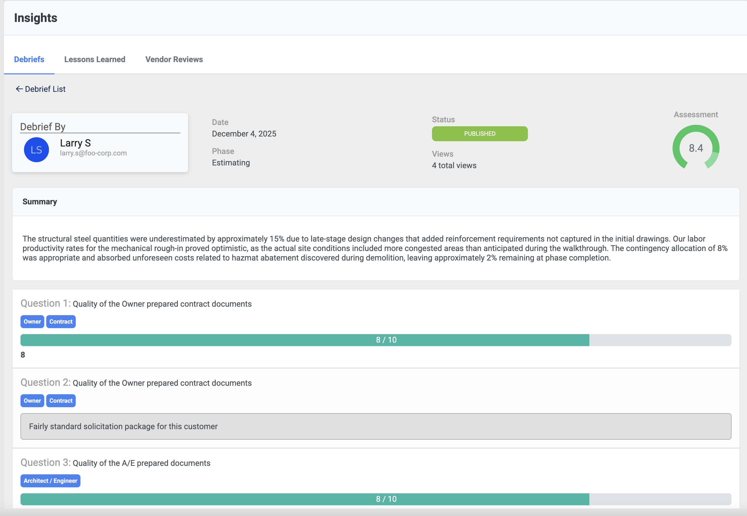 Continuous improvement insights