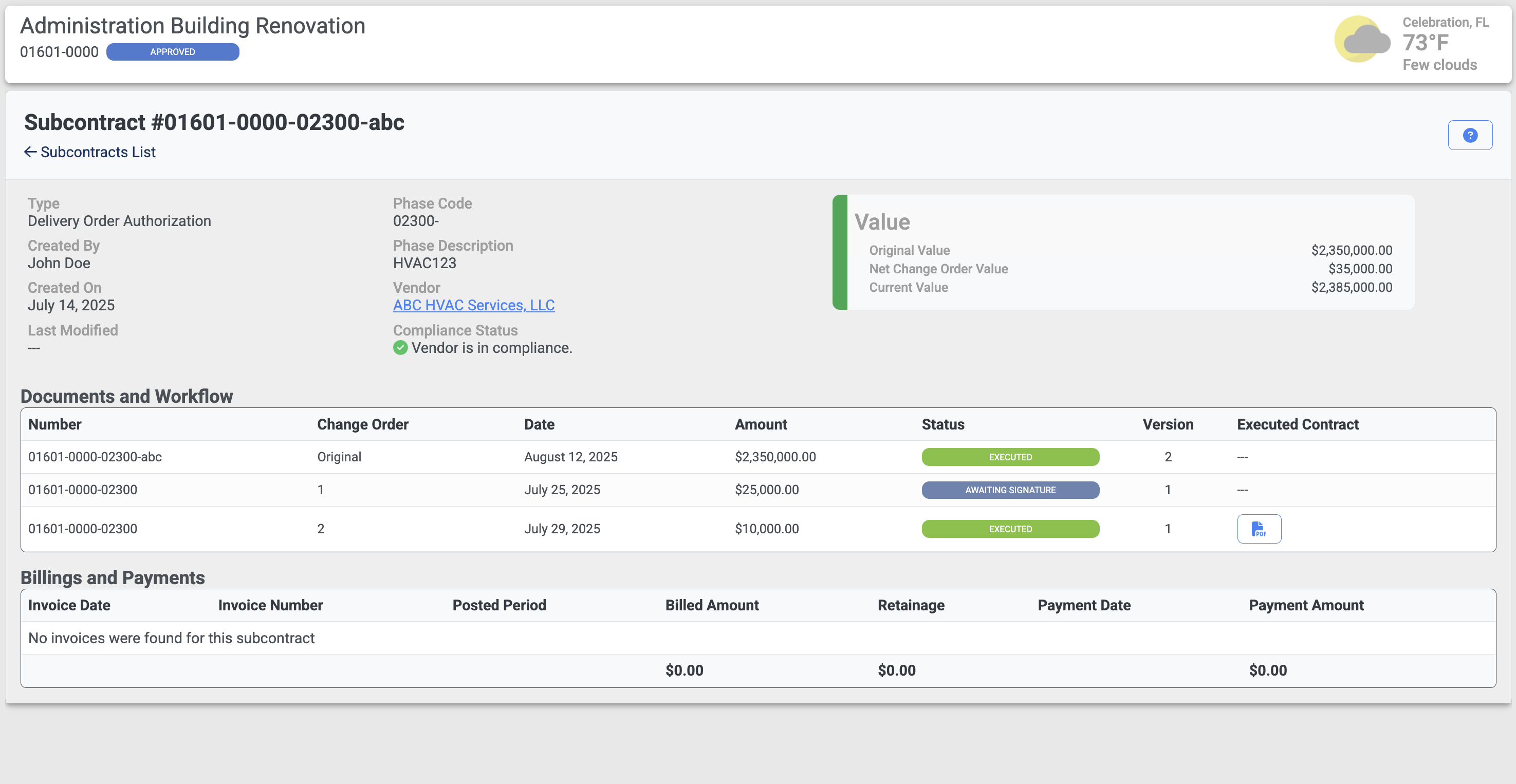 Subcontractor management
